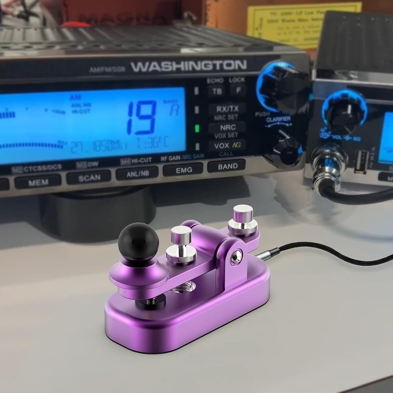 Putikeeg Mini Morse Radio Key CW HAM Send Telegram Double Paddle Morse Code Key with Aluminum Alloy Body Base (Purple) - Image 5